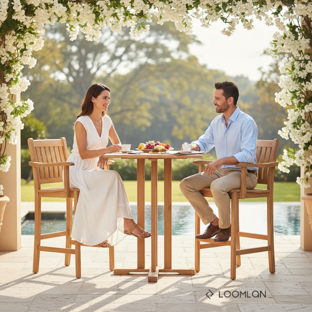 Palm Teak Outdoor Bar Chair