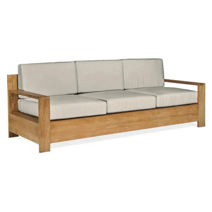Qube Teak Deep Outdoor Couch with Sunbrella Cushions