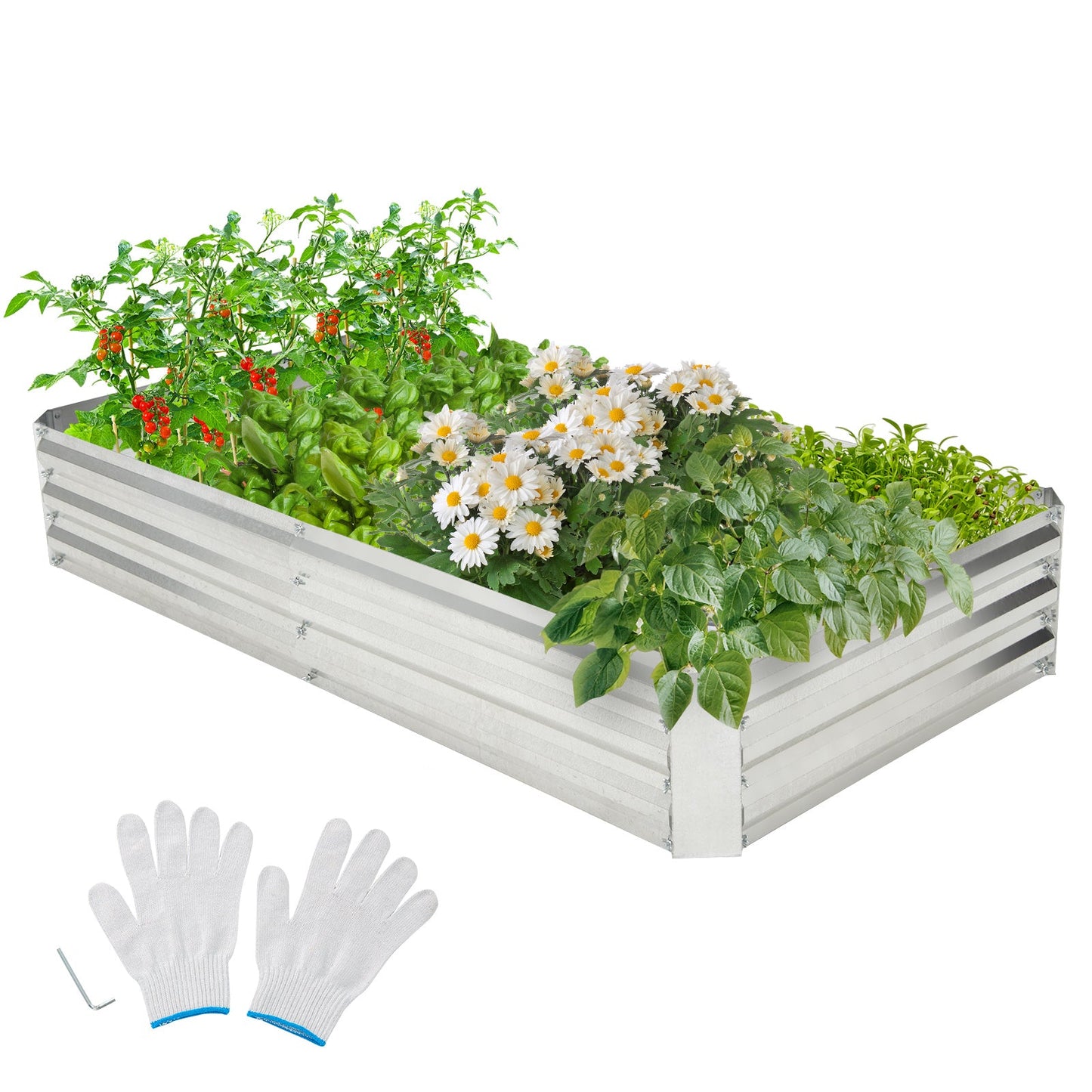 Metal Galvanized Raised Garden Bed with Open-Ended Base