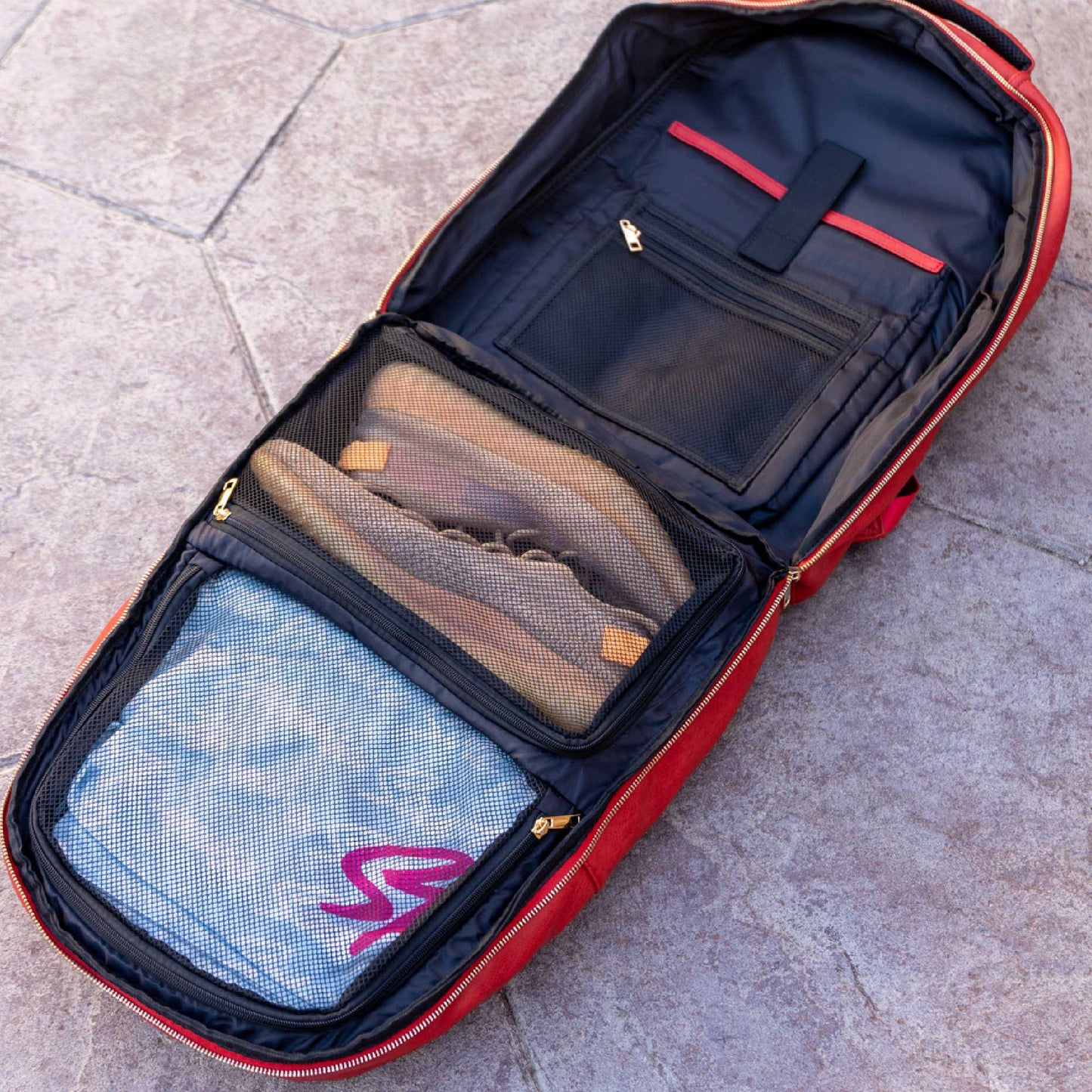 Red Leather Commuter Bag