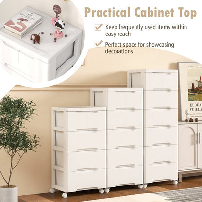 Rolling Storage Cabinet with Universal Wheels and 5/6/7 Drawers-5 Drawers
