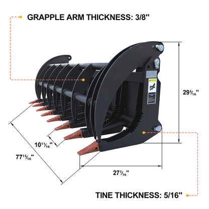 Greatbear 78" Heavy Root Grapple Rake
