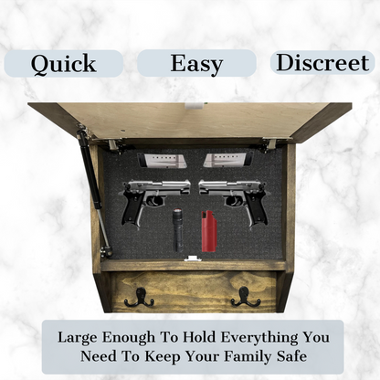 Rustic Diamond Hidden Gun Cabinet – Ornate Concealment Coat Rack with Multi-Purpose Hooks