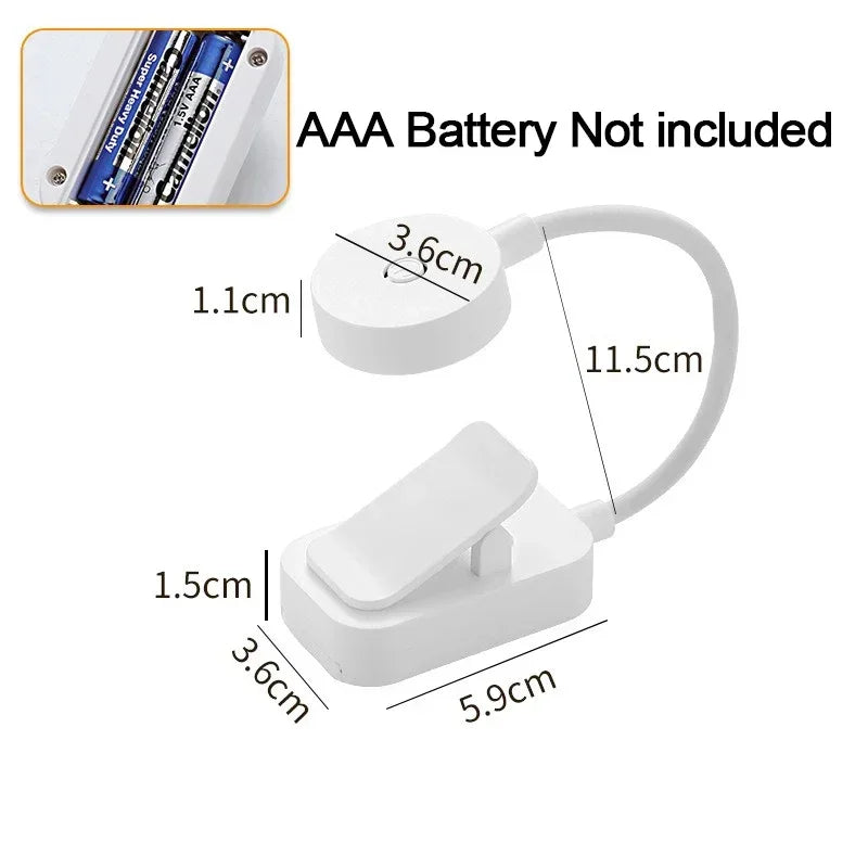 Mini Clip Book Lamp LED Table Lamp Eye Protection 3 Colors Battery Powered Night Light Portable Bedside Student Reading Lamp