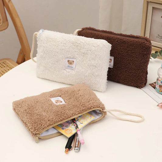 Large Capacity Cute Plush Travel Cosmetic Lipstick Storage Bag Women Makeup Kits Handbags Organizer Wallet Pencil Case Pouch Bag