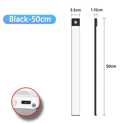 LED Cabinet Light Type C Rechargeable Motion Sensor Night Lights for Kitchen Wardrobe Cabinet Lighting 10cm/20cm/30cm/40cm/50cm