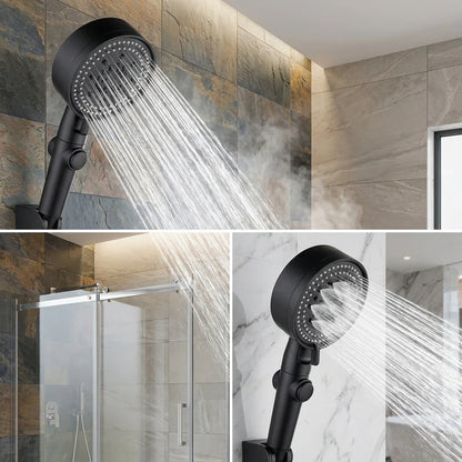 Adjustable High Pressure Shower Head with 5 Modes Water Saving One-Key Stop Spray Nozzle - Bathroom Shower Accessories with Hose