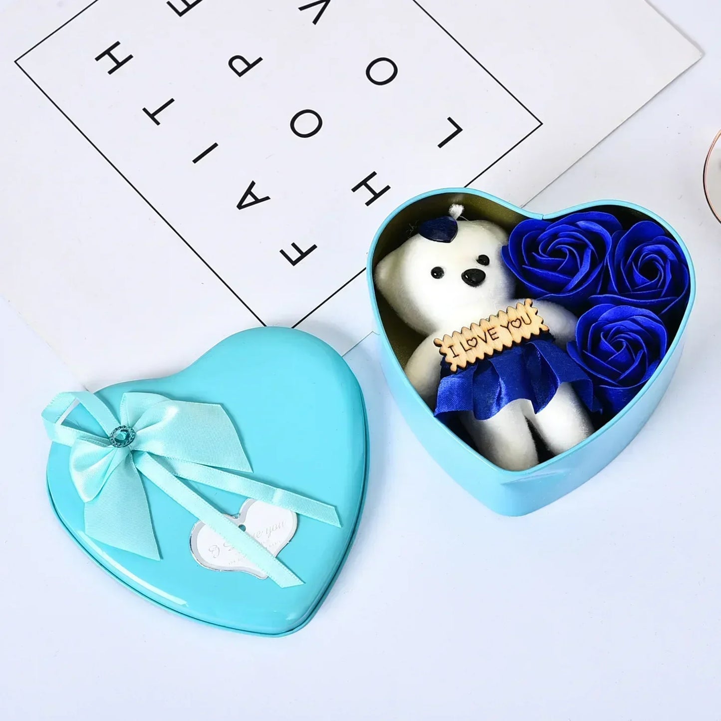 Valentine's Day Bear Rose Gift Box Romantic Flower Bear Bouquet Wedding Birthday Party Decoration Home Decor Gift for Girlfriend