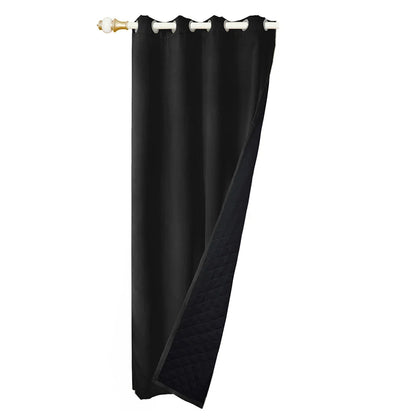 Quilted 100% Blackout Curtains for Living Room Heavy Duty Window Drapes Bedroom Winter Thick Thermal Curtains Eyelets Ready Made