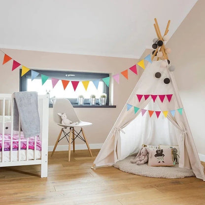 Colourful Jute Linen Pennant Flags Festival Bunting Banners Party Hanging Wedding Hanging Banner Party Garland for Home Decor