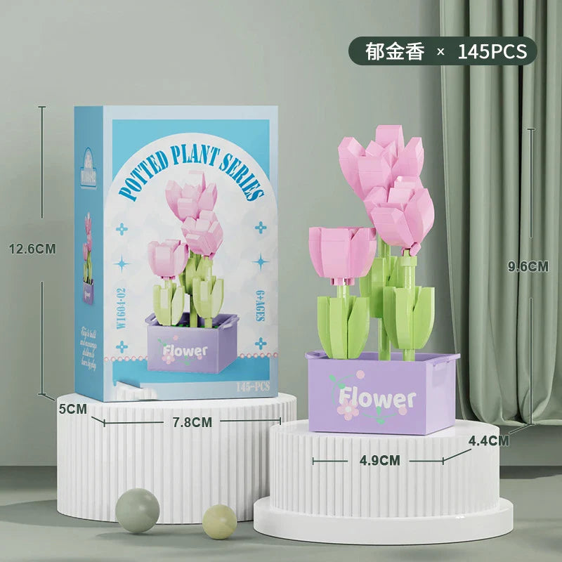 Flower Bouquet Mini Particle Building Blocks Flower Kit 3D DIY Creative Plants Micro Bricks for Home Decor Girl Gift Adults Kids