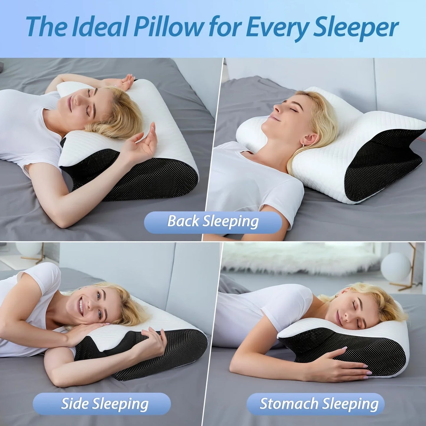 1pc Memory Foam Cervical Pillow, 2 in 1 Ergonomic Contour Orthopedic Pillow for Neck Pain, Contoured Support Pillows,Neck Pillow