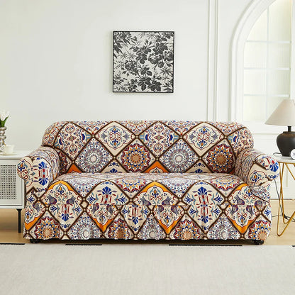 1 PC Printed sofa cover with skirt high elasticity soft hand feel pet stain resistant decorative sofa