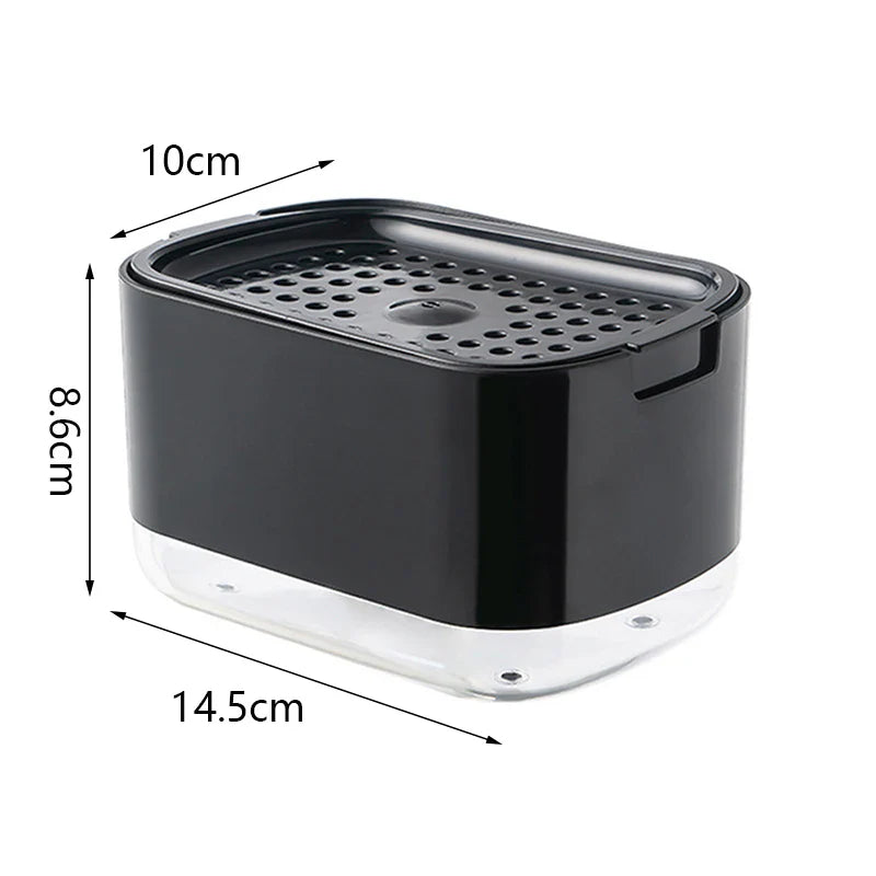 Soap Dispenser Box Press Dispenser Scrubbing Liquid Container Kitchen Bathroom Automatic Detergent Foam Box with Sponge Holder