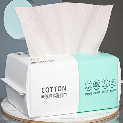 100PCS Natural Disposable Face Towel Travel Facial Cleansing Wet And Dry Makeup Remover Pearl Cotton Soft Makeup Nonwoven Towel