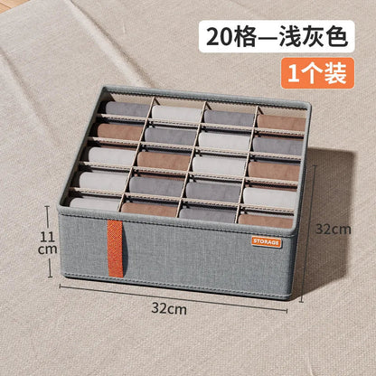 6-20 cell Underwear Storage Box Dark Grey Socks Bra organizer Drawer Division Multifunctional Household Wardrobe Classification