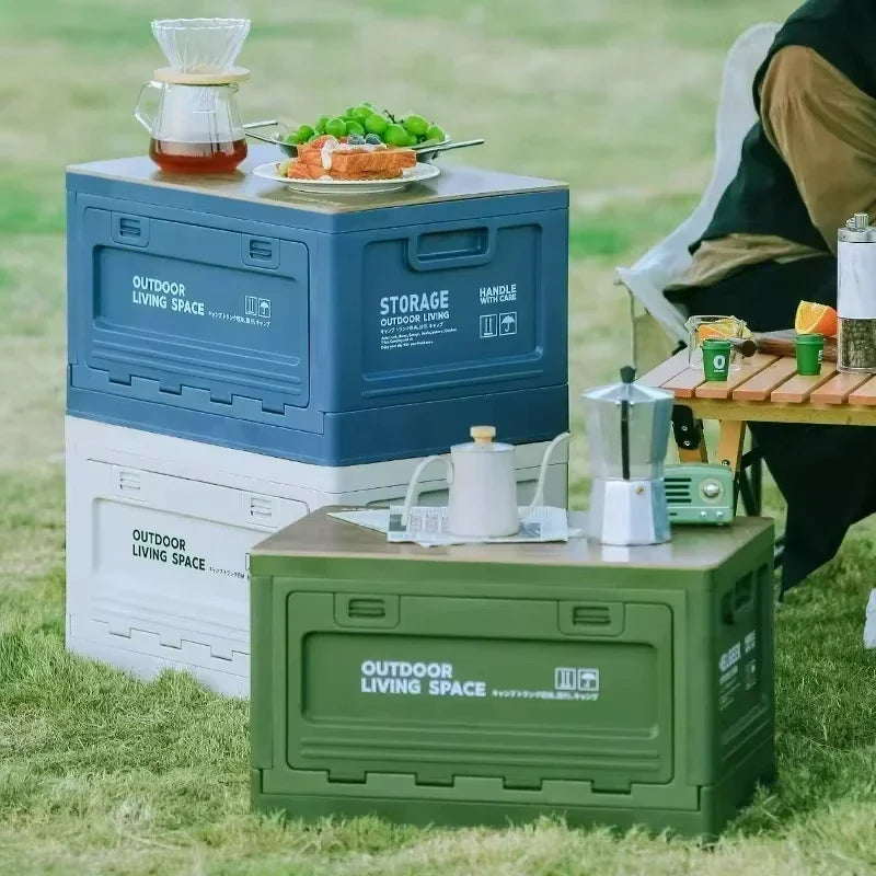 Camping storage box, trunk organizer, camping picnic camping box, car folding outdoor bench and chopping board