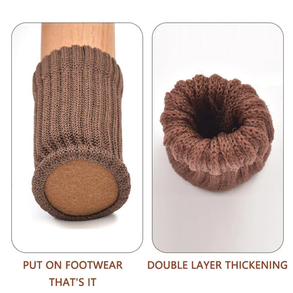 16Pcs Chair Legs Socks Knitted Furniture Feet Floor Protectors Anti-slip Pads Silent Thicken Table Chair Leg Socks Covers