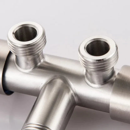 LUHAIXIONGDI Stainless Steel Single Cold Water 1 In 2 Out Bathroom Toilet Angle Valve Washing Machine Double Outlet Water Tap