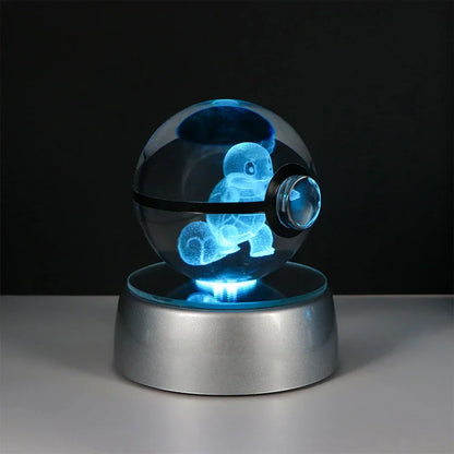 Pokemon 3D Crystal Ball Pikachu Gengar Eevee Mewtwo Anime Game Pokeball Led Night Light Base Kids Birthday Gift Home Decoration