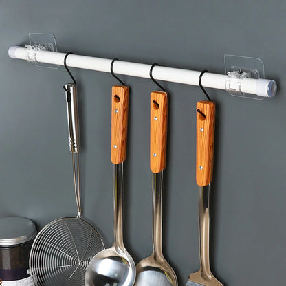 4PCS Adjustable Curtain Rod Holder Clamp Hooks Rod Bracket Holders Adhesive Wall Curtain Fixed Clip Hanging Rack Hook