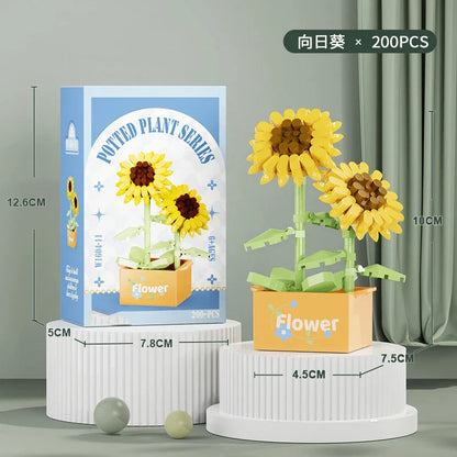 Flower Bouquet Mini Particle Building Blocks Flower Kit 3D DIY Creative Plants Micro Bricks for Home Decor Girl Gift Adults Kids