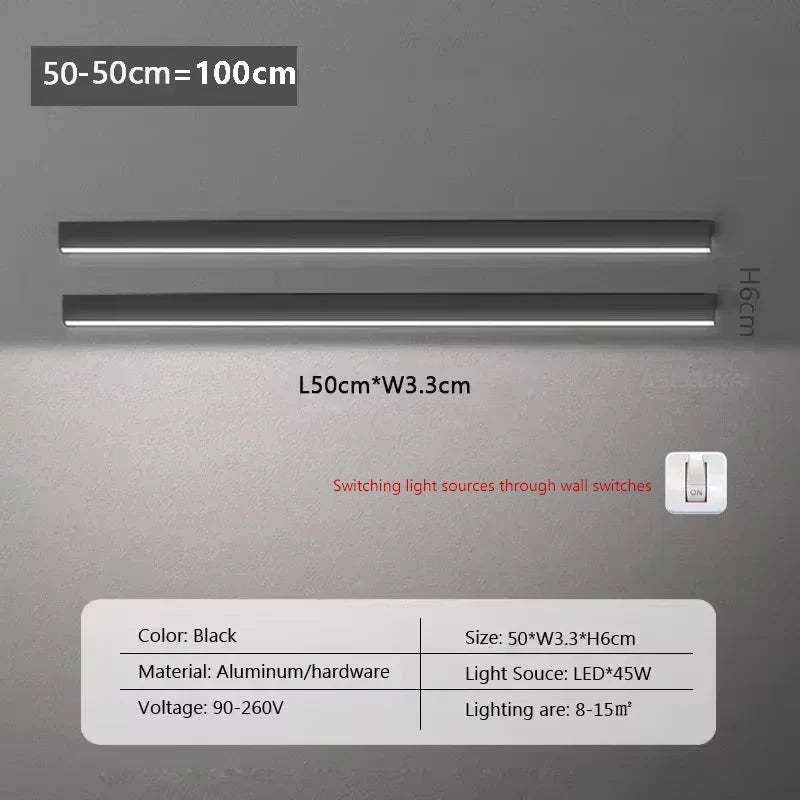 Long  LED Strip Ceiling Light Floodlight For Bedroom Dining Living Room Cloakroom Minimalist Led Ceiling Lamp Indoor Decoration