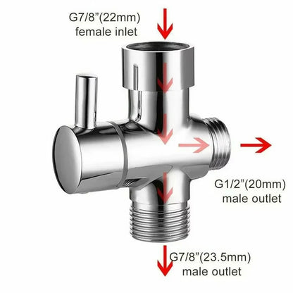 G1/2 inch diverter valve three-way T-type adapter for shower brass faucet connector bathroom faucet water diverter