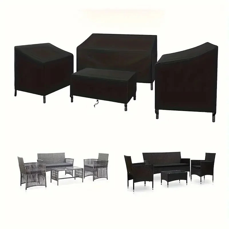 4pcs/Set Patio Furniture Covers, Heavy Duty Waterproof Outdoor Furniture Covers, Rattan Outdoor Furniture Windproof