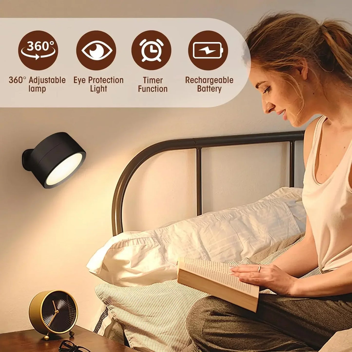 Magnetic LED Wall Light Night Dimmable Magnetic Picture Lights 360° Rotation Touch Remote Control Cabinet Spotlight Night Lamp
