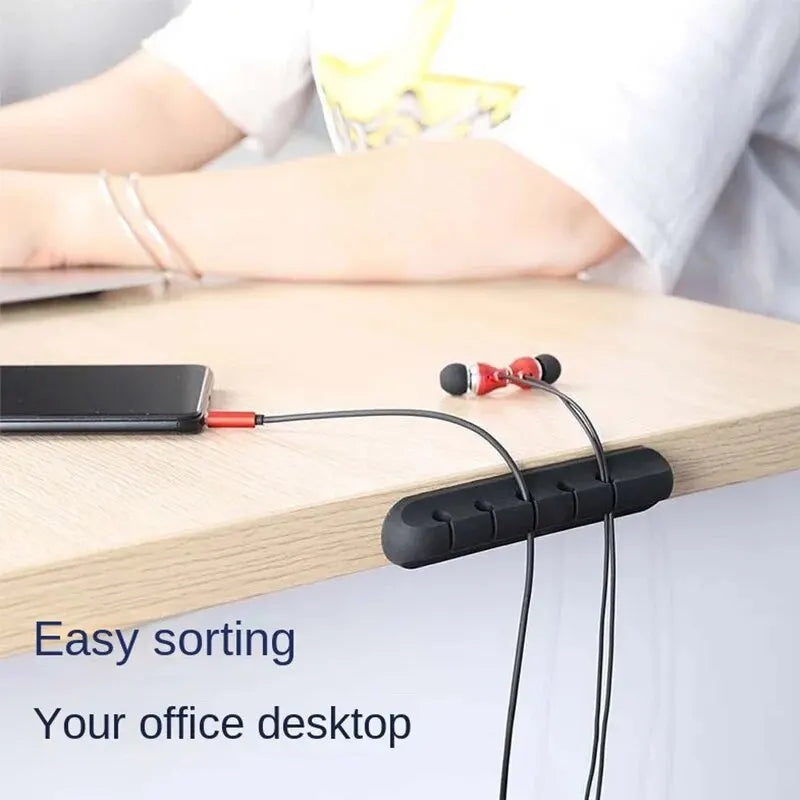 Self-Adhesive Power Cord Cord Manager Fixed Chuck Plug Mouse Cable Headset Winder Mobile Phone Data Cable Card Silicone Desktop