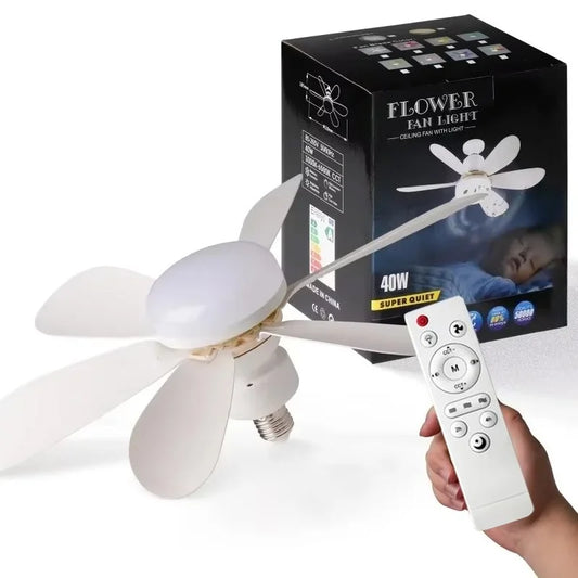 20.5-inch 40W Ceiling Fan with Remote Control LED Light Fan E27 Base, Intelligent Silent Ceiling Fan for Bedroom and Living Room