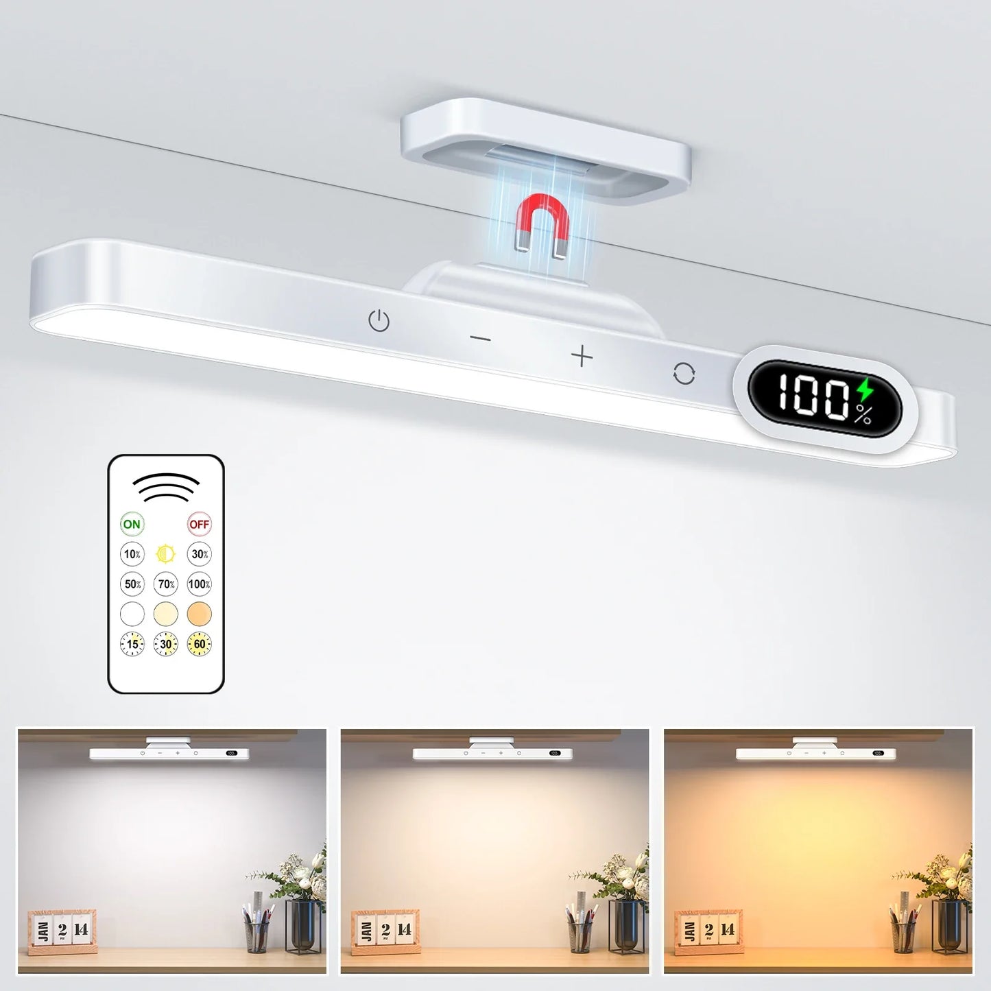 WILLED 5W Dimmable Mirror Lights 3 Colors Adjustable Makeup Light with 120 LED 2500mAh Rechargeable Under Cabinet Led Lights