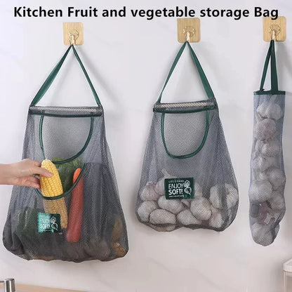 Reusable Mesh Storage Bags for Kitchen, Hanging Fruit Vegetable Organizer for Ginger Garlic Onion Potato