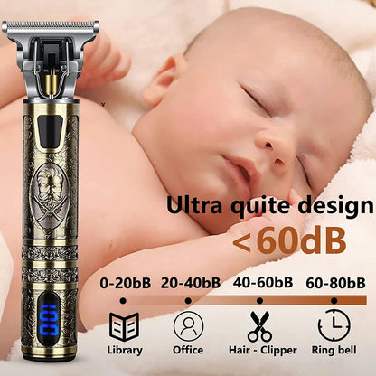 T9 LCD Electric Hairdresser Oil Shaving Head Electric Pusher Carving Electric Pusher Clipper Hair Precision Trimmer for Men Care