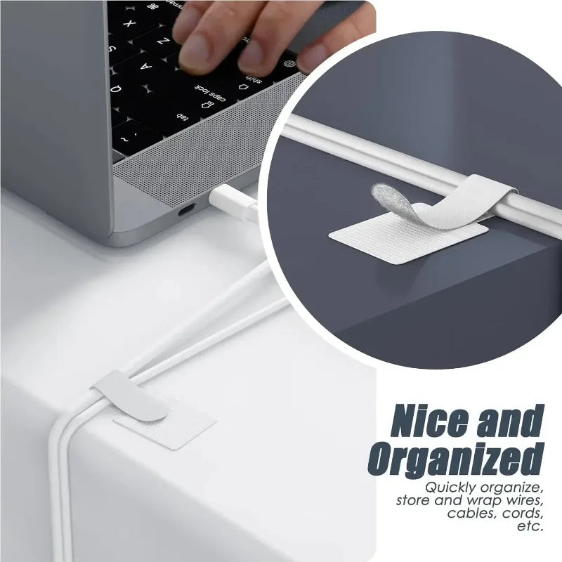 New Reusable Cable Ties Velcro Ties Self-Adhesive Power Cord Cable Holder Adjustable Cord Storage Desktop Organiser Manager