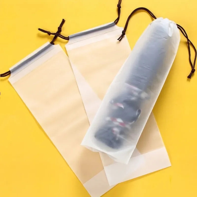 Umbrella Storage Bag Translucent Plastic Waterproof Anti-dirty Umbrella Cover Reusable Portable Drawstring Bags Home Storage