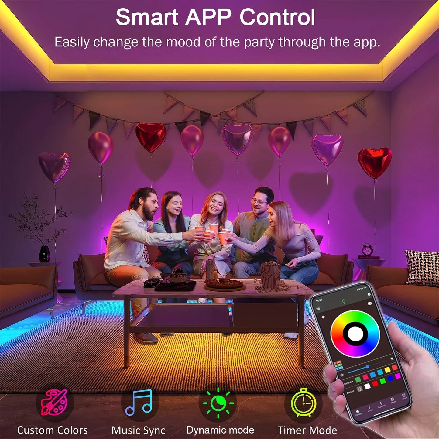 RGB Led Strip Lights for Room 1M 5M 10M 20M 30M USB 5V Music Sync APP Control Led Tape FLexible Ribbon for Bedroom Home Decor