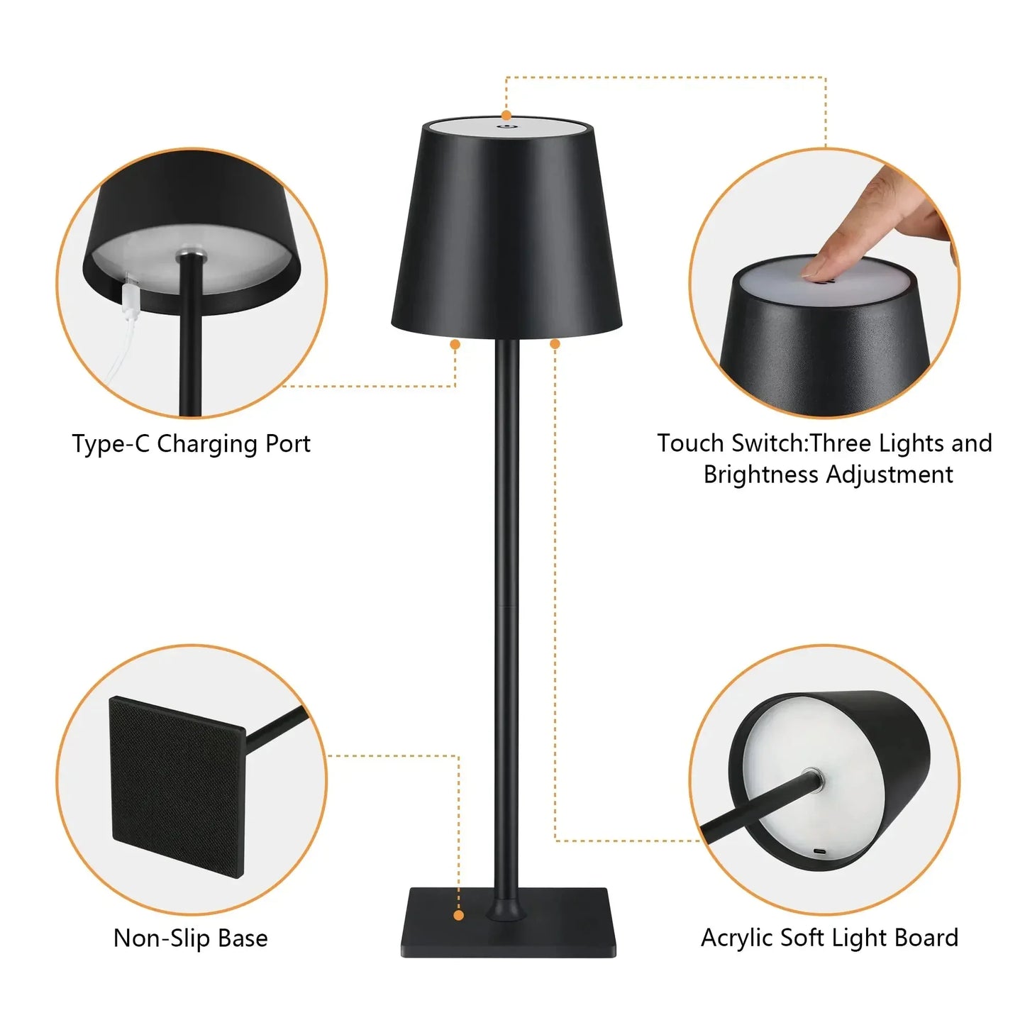 Wireless Wine Bottle Lamp USB Rechargeable Table Light Touch Control Dimming LED Table Lamp for Bar Club Cafe Atmosphere Decor