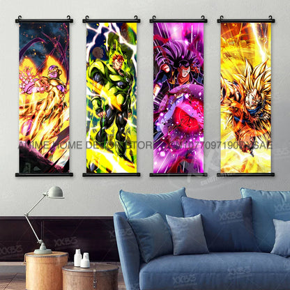 Dragon Ball Posters Anime Figures Wall Art Frieza Home Decor VegetaIII Scrolls Picture Goku Hanging Painting Son Gohan Wallpaper