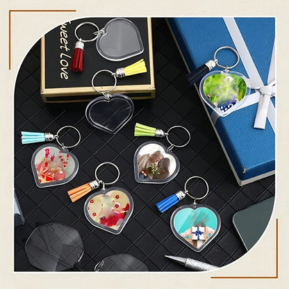 10pcs Transparent Photo Frame Keychain Tassels Snap-In Custom Insert Photo Acrylic Blank Keyring Clear Blank Picture Pendant