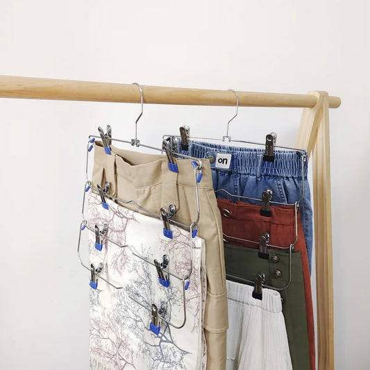 Multi-Functional Home Non-Slip Metal Pants Rack New Creative Stainless Steel Seamless Hanger Simple Storage Skirt Rack