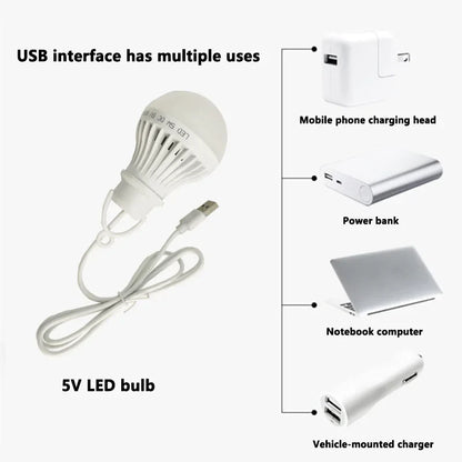 3W 5W 7W USB Lamp Bulb Portable Camping Lantern Lamp LED Power Reading Book Light For Outdoor Camping Tent Emergency Lighting