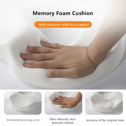 Ergonomic Memory Foam Donut Seat Cushion,Office Comfort Pillow for Cailbone Pain, Bed Sores, Hemorrhoids, Sciatica  ﻿