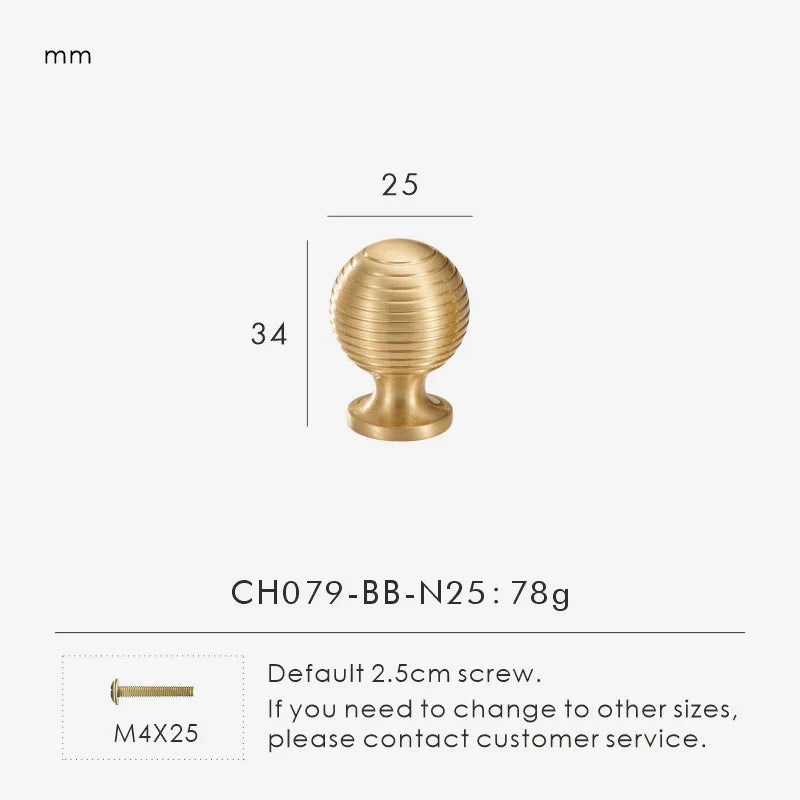 Nurlin French Luxury Solid Brass Kitchen Cabinet Furniture Drawer Cabinet Door Handle Round Knobs T-Bar Wardrobe Pull