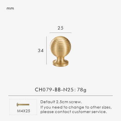 Nurlin French Luxury Solid Brass Kitchen Cabinet Furniture Drawer Cabinet Door Handle Round Knobs T-Bar Wardrobe Pull