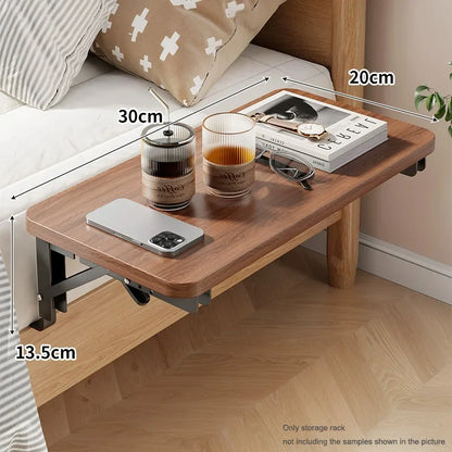 Foldable Bed Side Table Tray Organizer,Clip On Nightstand Bed Side Table Storage for Adult Kids,Bedside Shelf Desk Organizer
