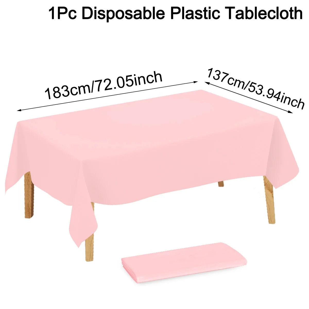 183×137cm Solid Pink Tablecovers Plastic Tablecloth for Wedding Decoration Girls Adult Birthday Party Supplies Table Decor