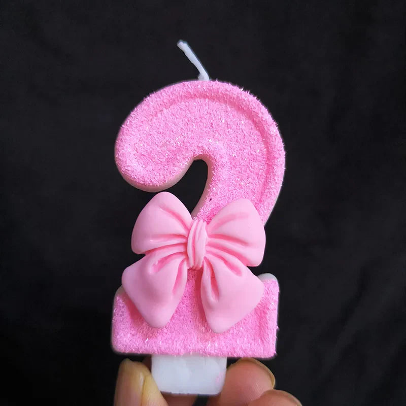 Creative Digital 0-9 Number Birthday Cake Candles New Girls Pink Bow Household Home Decor Ornaments Cakes Decorations Candle