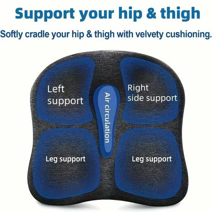 1pc Memory Foam Seat Cushion - 3D Ergonomic Support| Light Green & Grey, Washable Polyester, Car/Office Essentials Home Decor